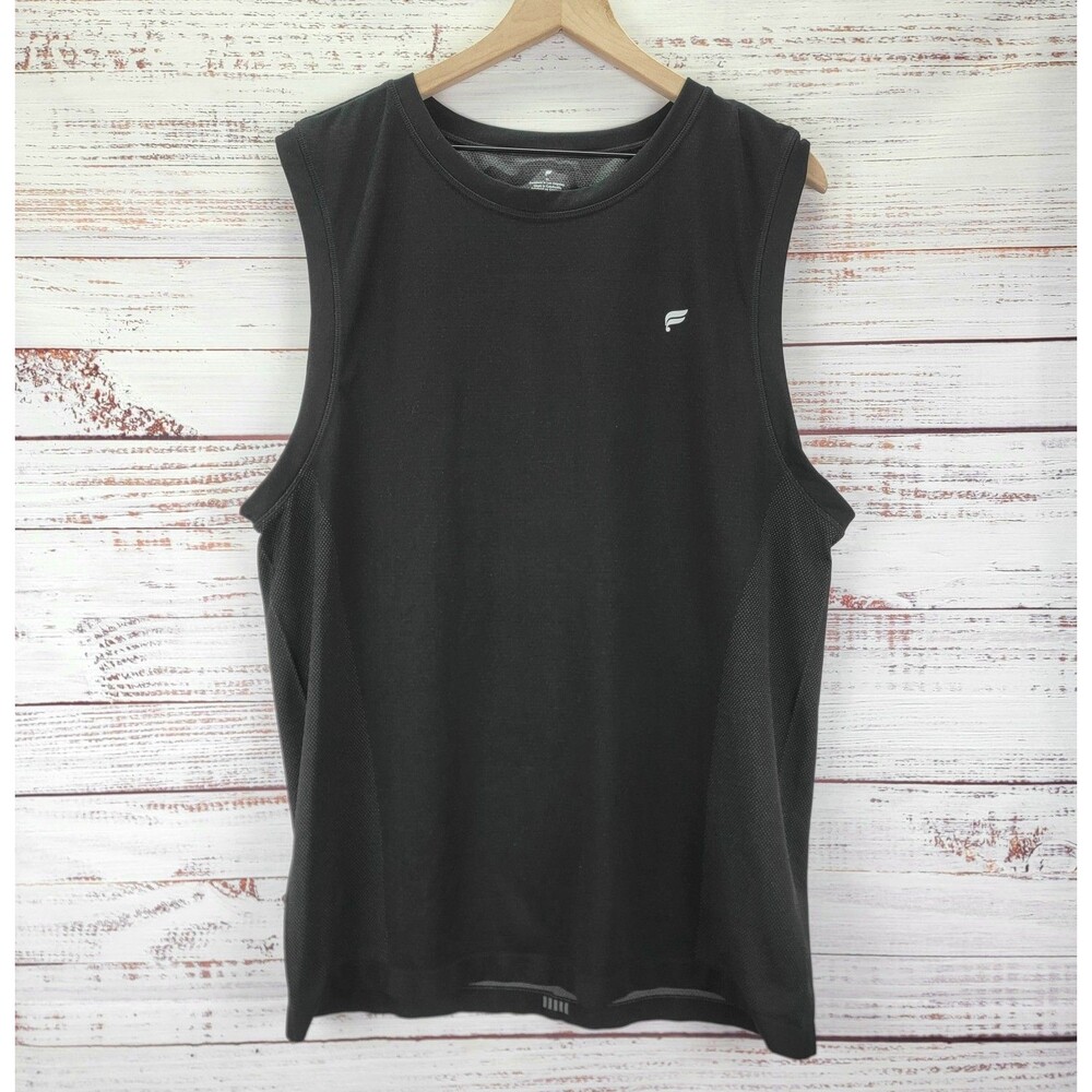Fabletics Shirt Mens XL Black The Training Day Tee Stretch Gym Sleeveless Tank